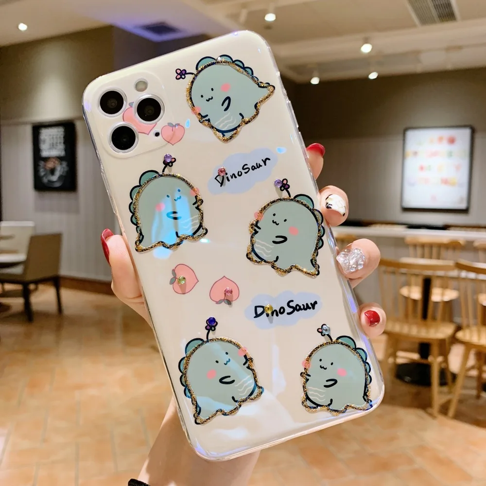 

sumkeymi Cute Dinosaur Blu-ray Soft Silicone Cover Phone Case For iphone 11 Pro Case For iphone 12 Pro 7 8 Plus Pro Max XS XR
