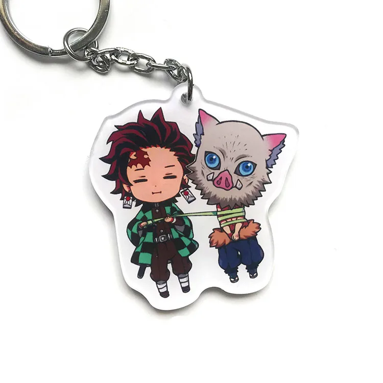 Золотой цвет Demon Slayer: Kimetsu no Yaiba акриловый брелок для ключей аниме Kamado Tanjirou - Цвет: Золотой цвет