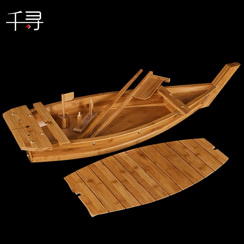 New luxury sashimi boat dry ice platter sushi tableware Japanese cuisine wooden bamboo tool | Дом и сад