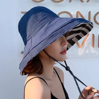 tartan legend hat female fishermans hat super large brim summer sunscreen hat outdoor versatile female anti ultraviolet sun hat