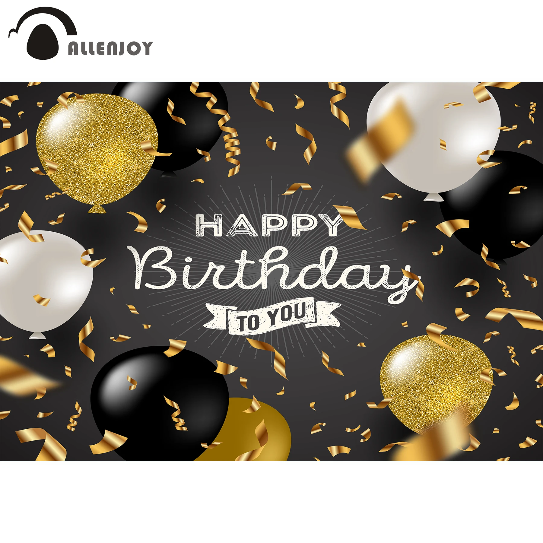 Allenjoy фоны для фотостудии с днем рождения Блестящий Золотой фольга стример черный