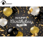 Allenjoy фоны для фотостудии с днем рождения Блестящий Золотой фольга стример черный серебристый воздушный шар фон для фотосъемки