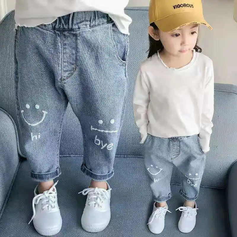 

2022 Spring 2-8Yrs Children Jeans Kids Pants Print Cartoon Casual Style Autumn Jeans For Girls Kids Clothes Baby Boys Jeans
