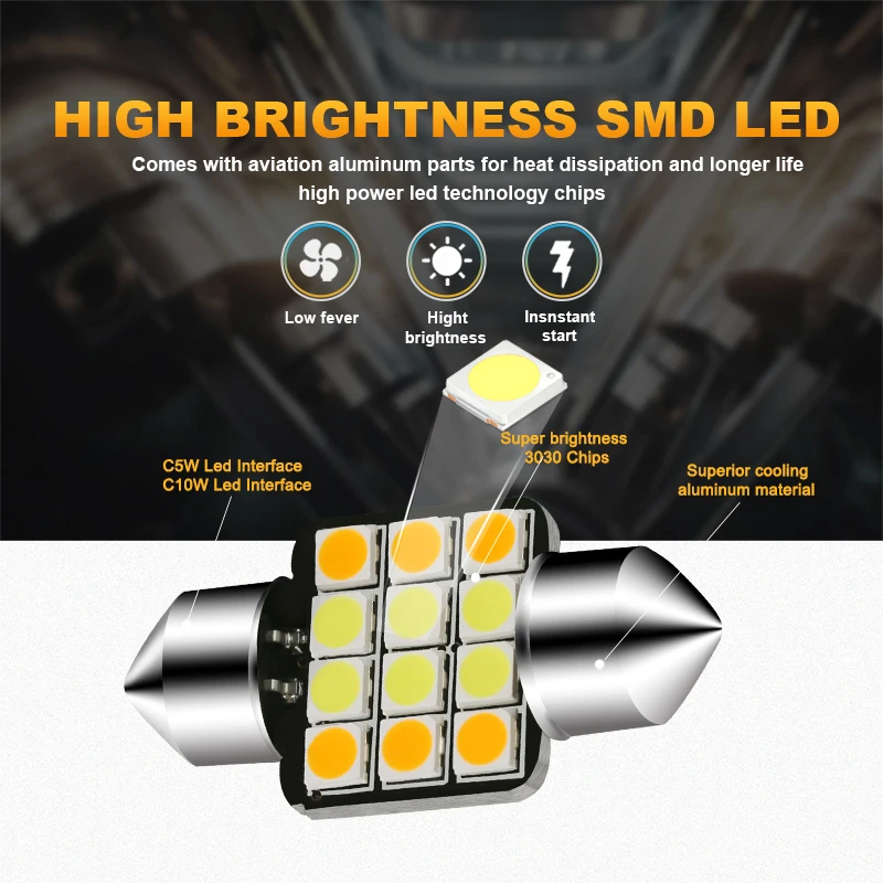NLpearl 2x сигнальная лампа C10W Led C5W светодиодная гирлянда лампы 3030SMD двойной Цвет 31 мм
