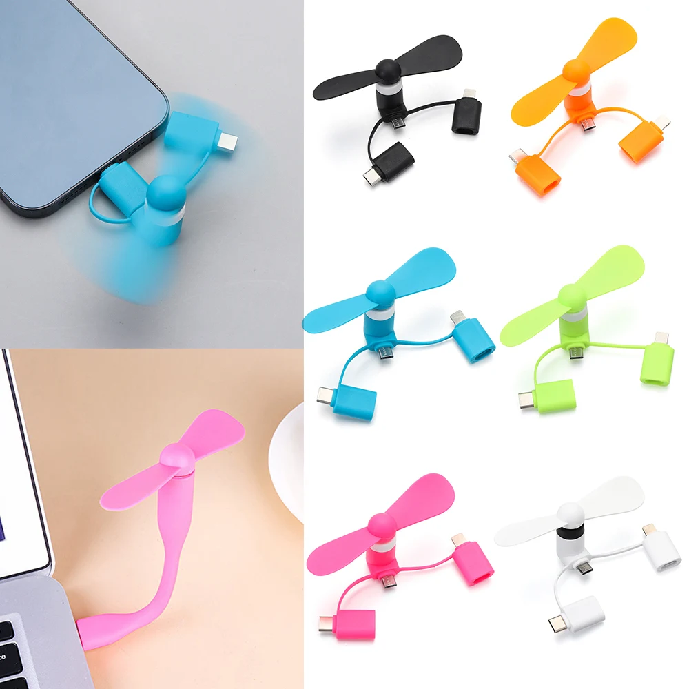 3in1 Portable Mini Mobile Phone Fan Cooler Creative USB Micro/Type C/Lightning For Samsung Huawei Xiaomi iphone | Мобильные телефоны