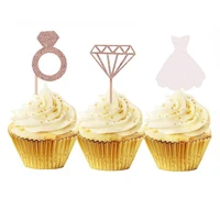 12pcs dress birthday cake topper diamond ring cupcake decoration baby shower kids birthday party wedding favor supplies