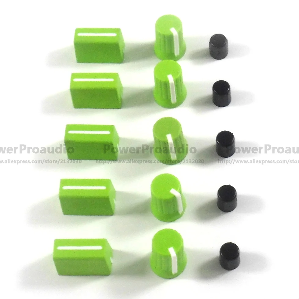 Вращающаяся ручка 5 шт. + крышка фейдера для миксера Rane TTM 57 61 62 64 68 (зеленая с белой