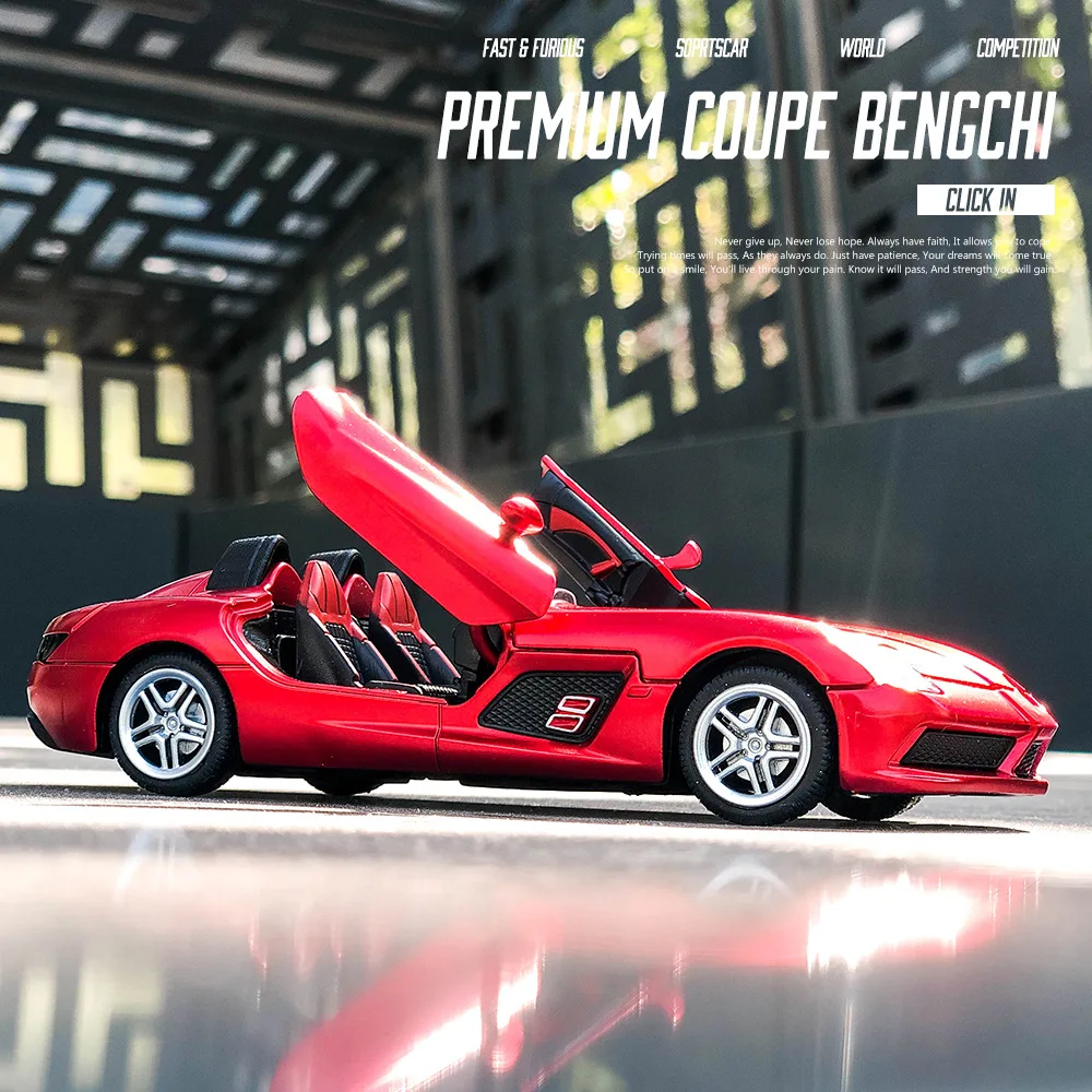 

1:32 high simulation SLR racing convertible alloy car model children's sound and light sports car toy car for children gifts