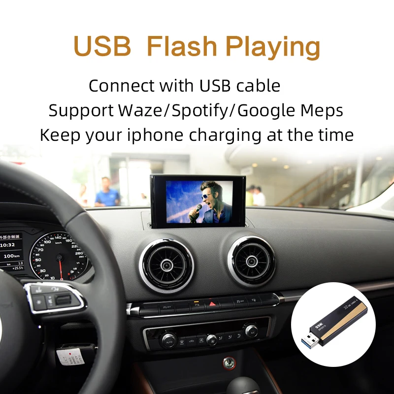 Беспроводной Apple Carplay Android авто для AUDI A3 Q3 оригинальный экран Поддержка MirrorLink