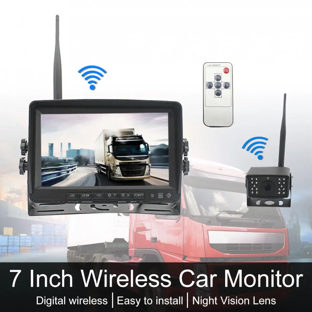 7 дюймов 1080P Беспроводная резервная камера система Широкий ЖК дисплей монитор