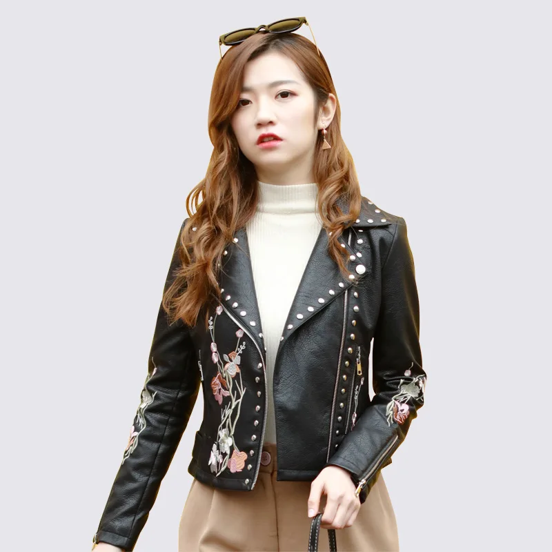 Новинка Весна 2020 женская кожаная тонкая короткая куртка из искусственной кожи с