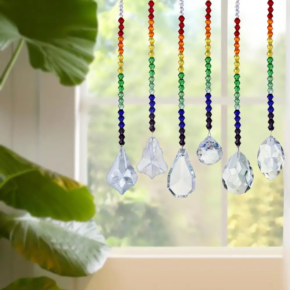 Набор из 6 кристаллов для люстры H &amp D витражные украшения на окно радужные