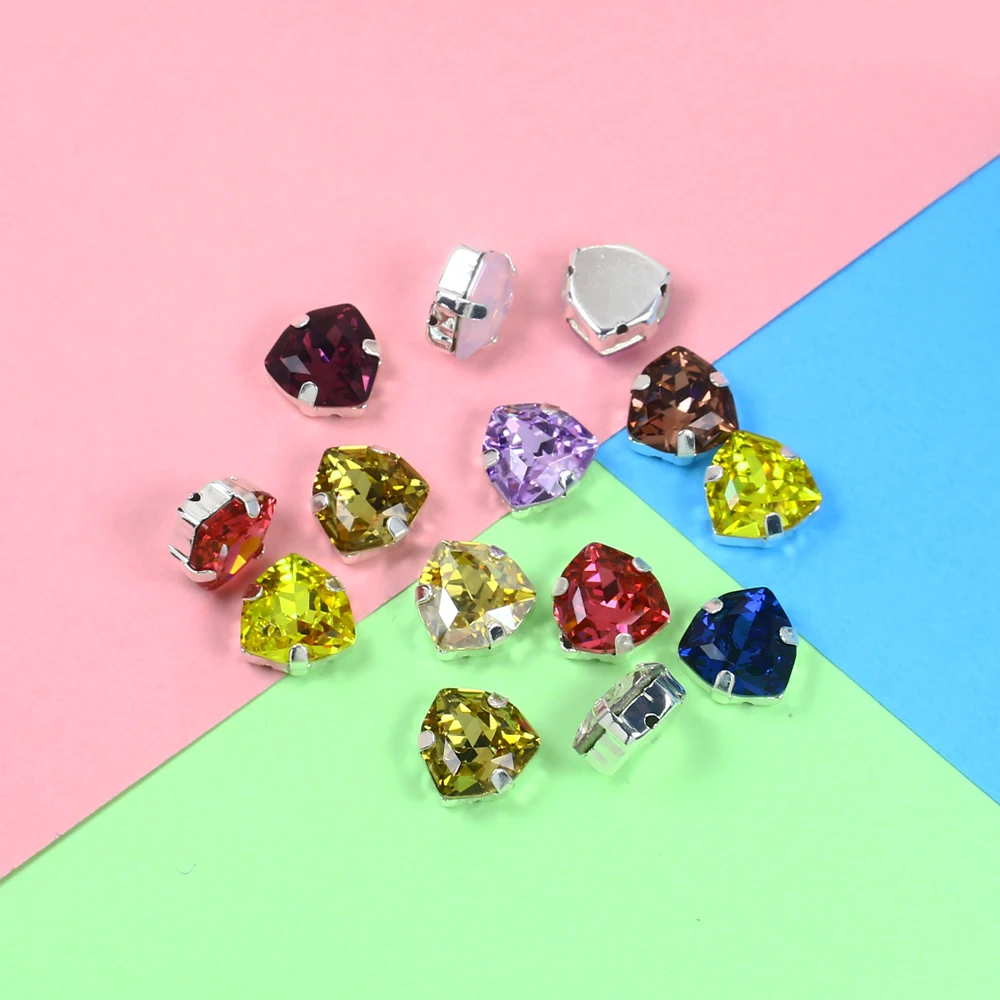 12 мм треугольные смешанные цвета хрустальные стразы для шитья стекла s 10 шт. с