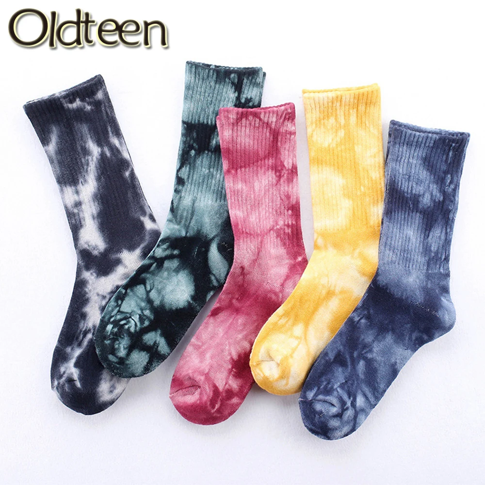 

Men's Socks Brand Combed Cotton Winter Warm Towel Bottom Socks Colorful Tie-dye Street Trend Skateboard Sock Women Couple Gifts