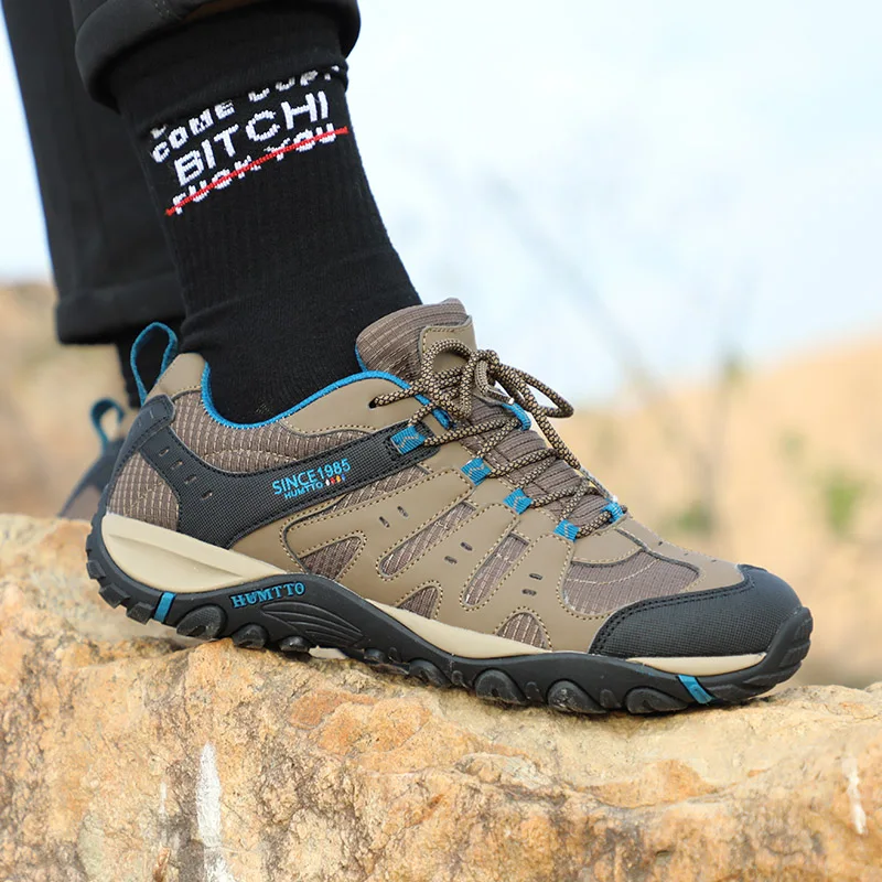 HUMTTO Brand Light Hiking Shoes for Men Breathable Lace Up Mountain Shoes Mens Outdoor Climbing Trekking Tourism Sneakers Male