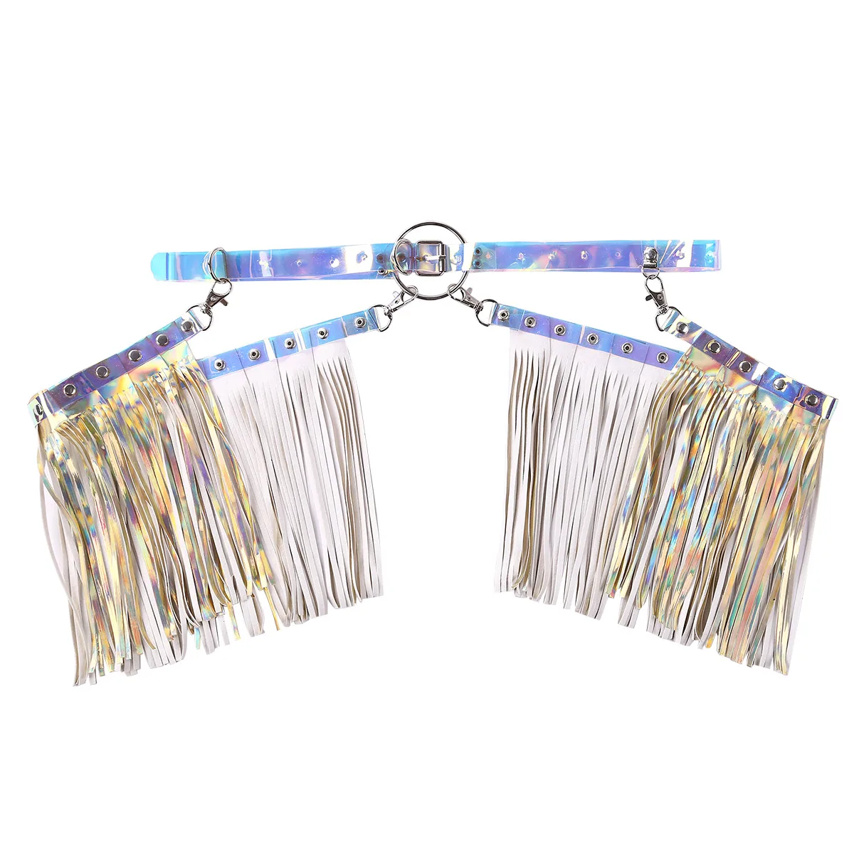 

Women's Fashion Punk Gothic Rave Accessories Adjustable Faux Leather Body Waist Harness Belt Fringe Tassel Skirt with Metal Ring