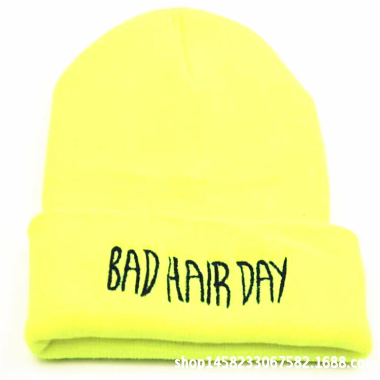 Плохая шапка с вышивкой на день холода зимняя шерстяная вязаная теплая