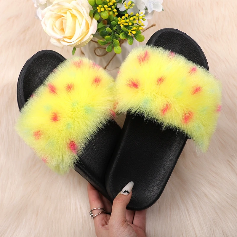 

Шлепанцы детские, из искусственного меха енота, TTX103