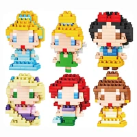 disney princess building blocks snow white ariel cinderella belle cartoon mini bricks figures toys for children gift