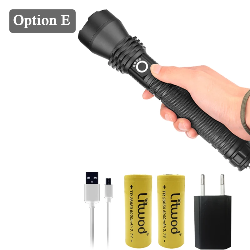 Option E Litwod Z201285 XLamp XHP70.2 50000lm высокий мощный тактический светодиодный вспышка светильник фонарь светильник 18650 26650 Батарея Фонари Отдых на природе - Испускаемый цвет: Option E