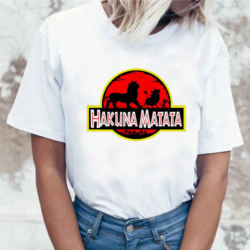 3096 Забавная рубашка хакуна матата Женская Harajuku Ullzang The Lion King кавайная футболка Femme летняя футболка Модный Топ Футболка женская футболка - Цвет: 3096