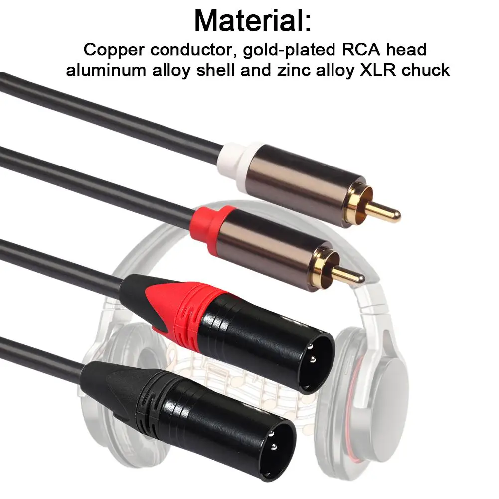 2RCA двойной XLR Мужской Аудио кабель двухрядный ПВХ провод подходит для