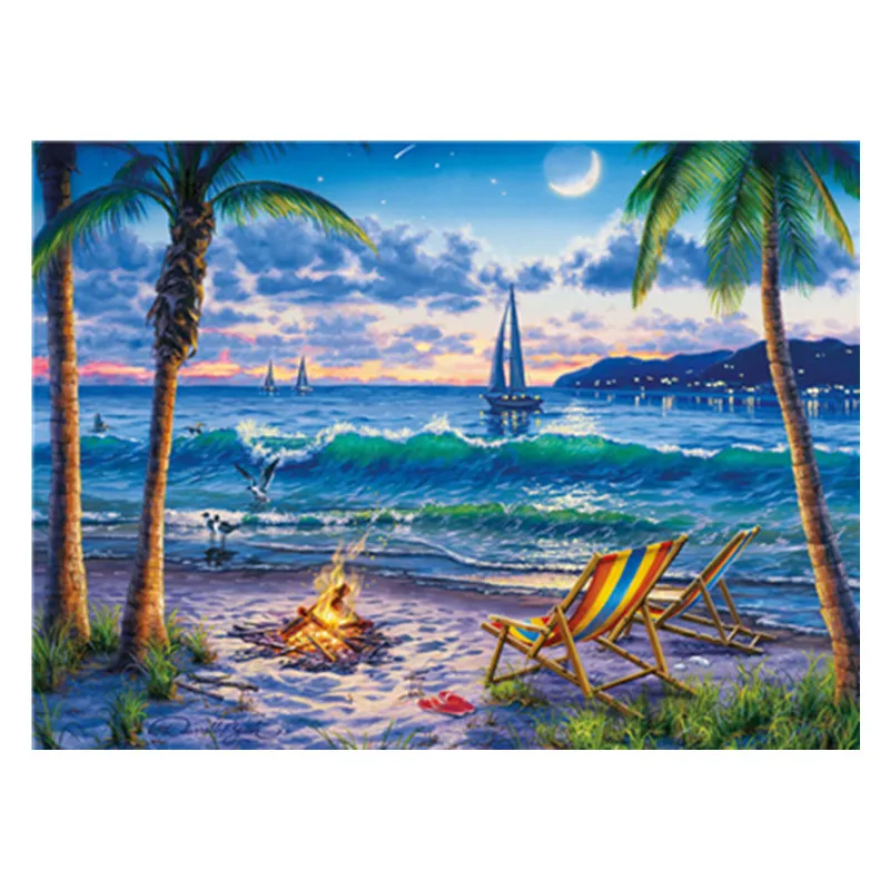 Алмазная живопись Стразы полностью круглая пляжная 5D Вышивка декоративные