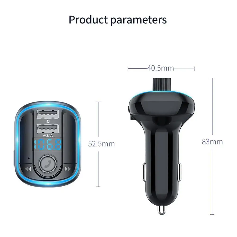 

T829S Car Bluetooth Mp3 With Atmosphere Breathing Light Mp3 Car Hands-free Lossless Car Music Mp3 Bluetooth E5X1