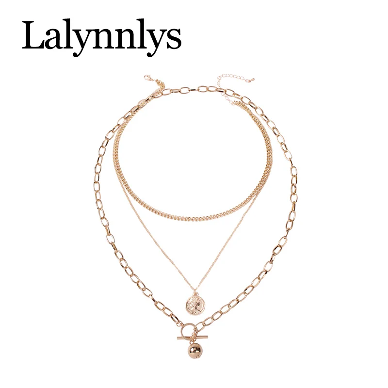 Lalynnlys, бохо, Ретро стиль, человеческая голова, многослойное ожерелье, s, золото, круглая монета, кулон, ожерелье, для богемного, массивное, ювелирное изделие, N68731