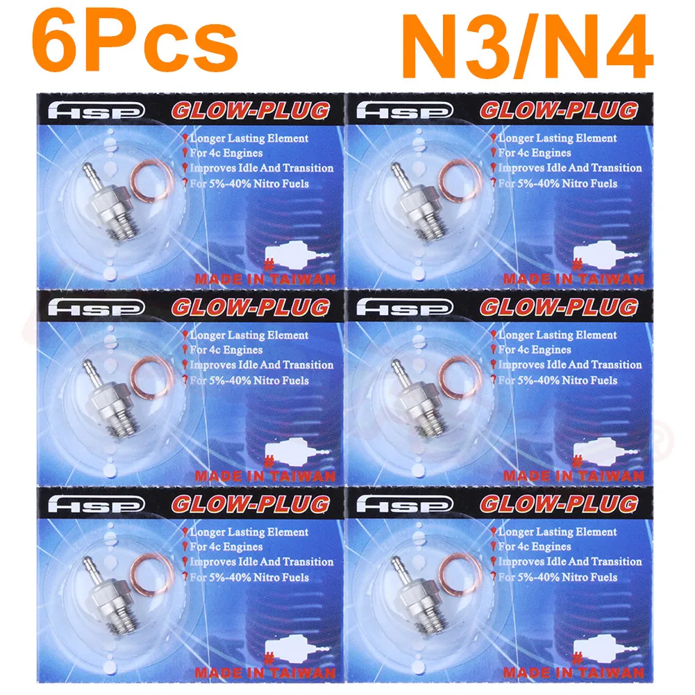 6 шт./лот Nitro свеча N3 N4 Горячая свеча 3#4# Замена ОС 8 для радиоуправляемого автомобиля 1/8 1/10 багги части двигателя VX SH Redcat Himoto HSP 70117