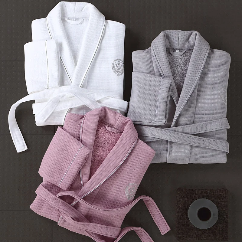 Зимние халаты для мужчин и женщин 100% хлопок вафельная утолщенная ткань