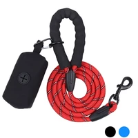 reflective dog leash with poop bag luminous nylon pet lead leash for dog 1 5m puppy small medium dog accessories pet supplies