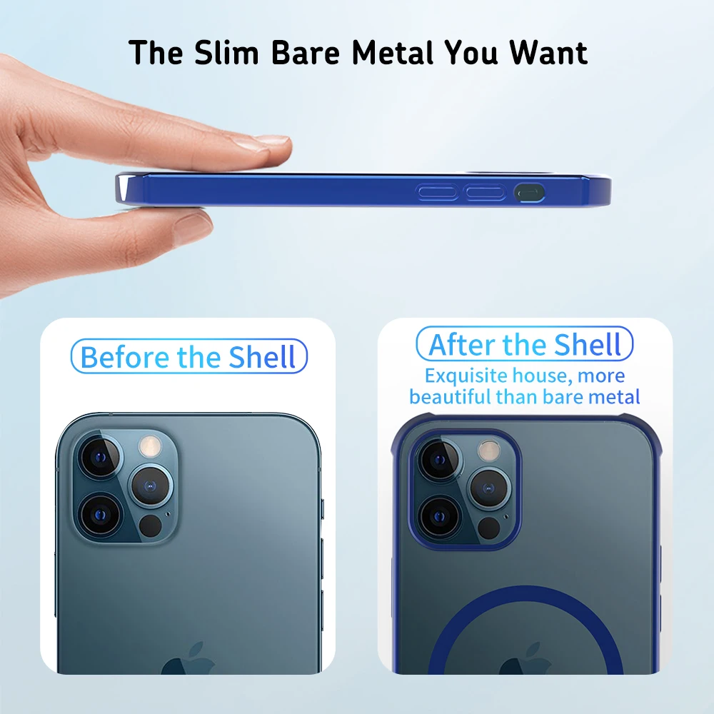

Magnetic Transparent Case For iPhone 11 12 Pro Max Mini Clear Cover Back Case Magsafing Support Wireless Charging
