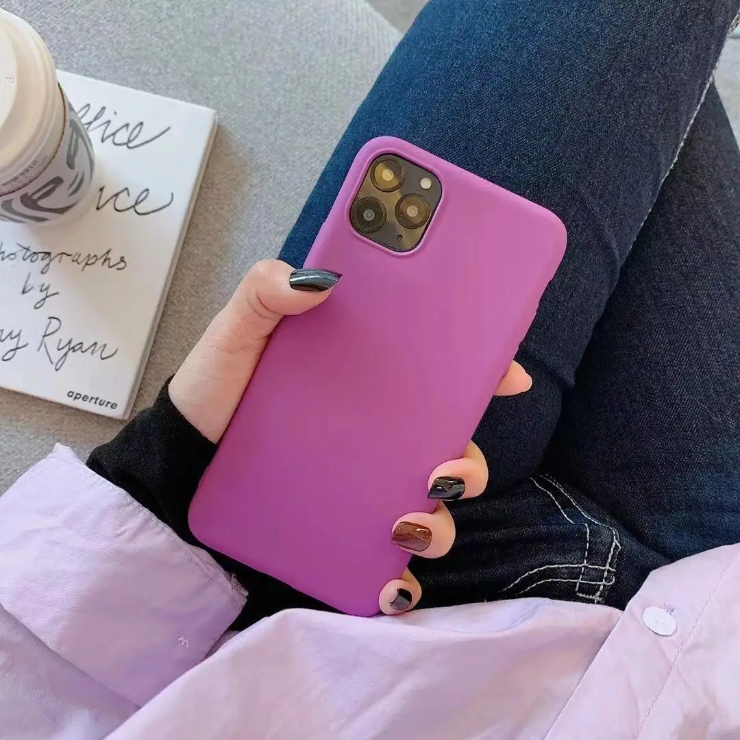 Простой яркий однотонный чехол из ТПУ для телефона Iphone 11 Pro Max X Xr Xs 6s 7 8plus Розовый