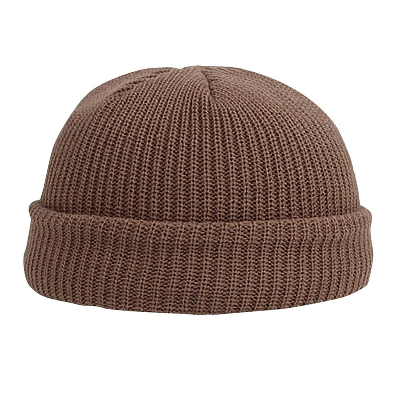 

Unisex Knitted Hat, Autumn Winter Fisherman Beanie For Men Women Coffee Color Hedging Cap