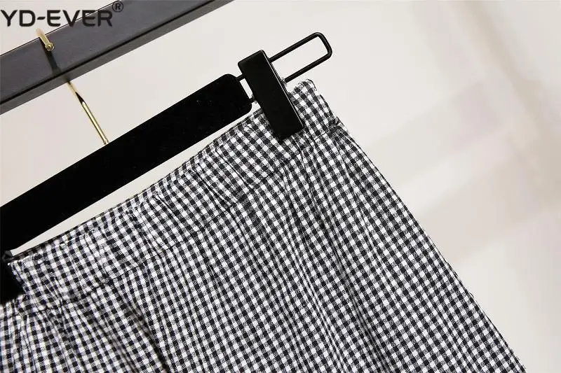 Юбка миди Асимметричная в мелкую клетку с воланом|Женские юбки| |