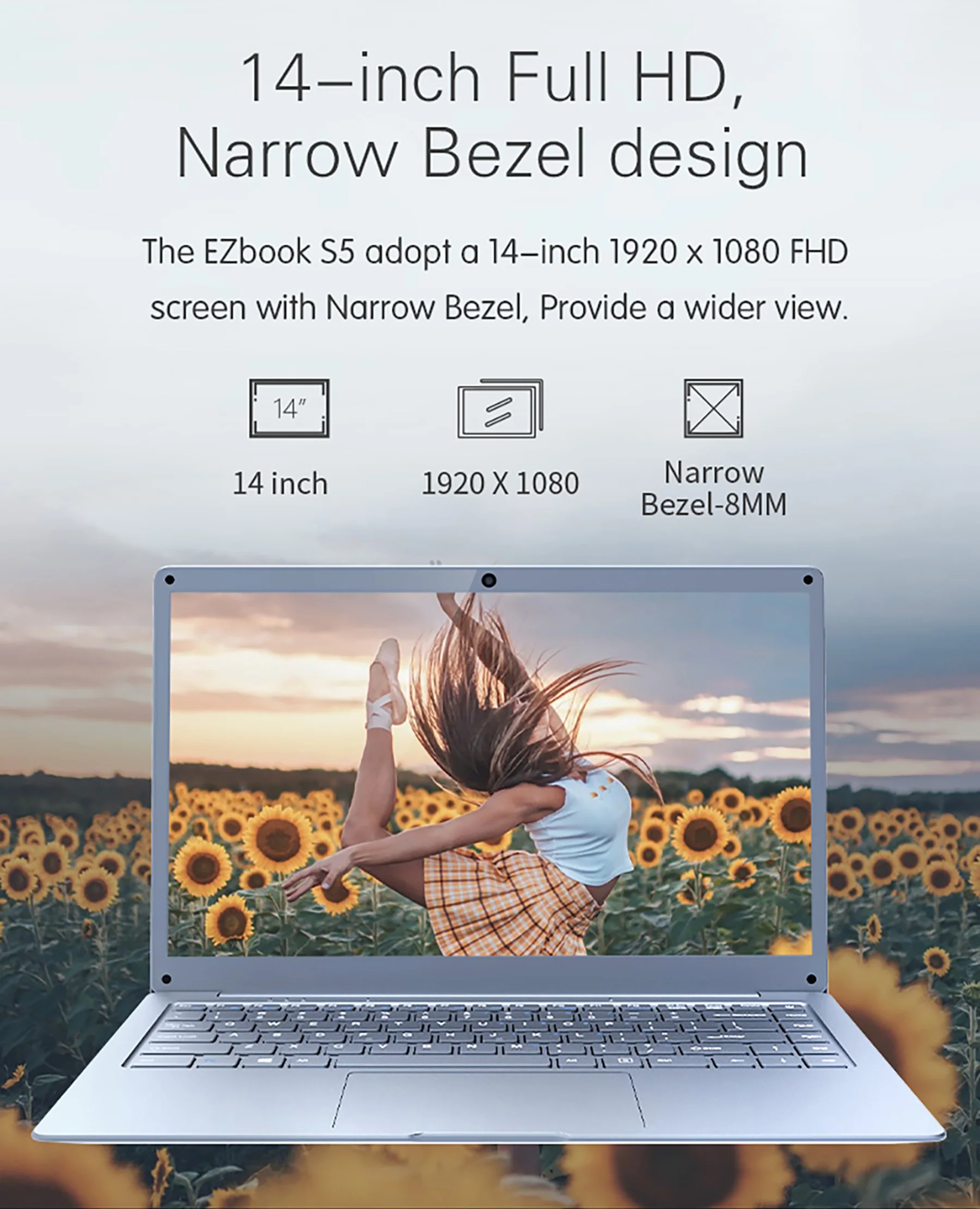 Jumper EZbook S5 14 0 дюймовый ноутбук Apollo N3350 6 ГБ DDR4L + 64 Гб eMMC Windows 10 1920*1080 FHD ультратонкий