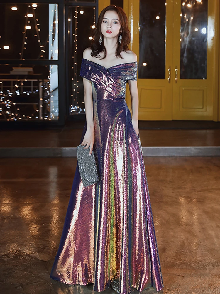 

Evening Dresses Long Luxury 2021 Sequin Off-The-Shoulder Elegant Fashionable Quinceanera Dresses Ball Gown Formal Dress Party