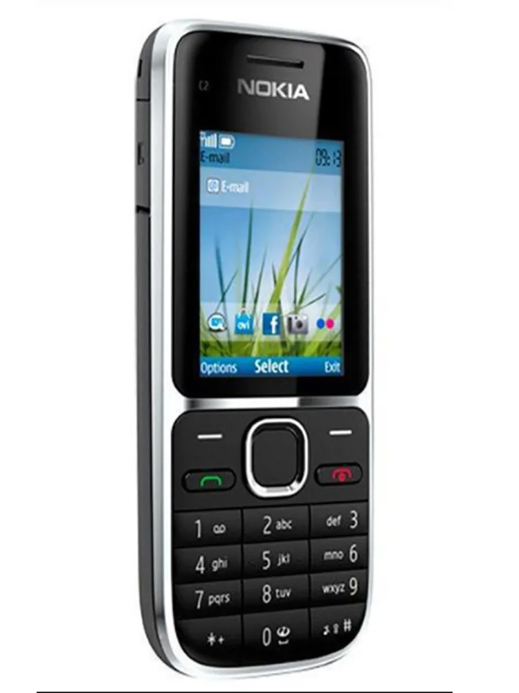 Original Nokia C2 C2-01  (90% New)3.2MP 2.0" English/Russian/Hebrew keyboard Single Core 2G 3G used Unlocked Cell Phone