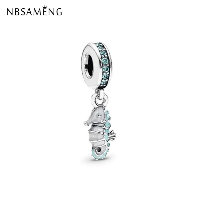 Seahorse pendent 925 Серебряный Бисер Очарование ослепительные Nioght из Подвески подходят к оригинальному браслету Пандора сделай сам для женщин Изготовление ювелирных изделий - Цвет: Seahorse pendent