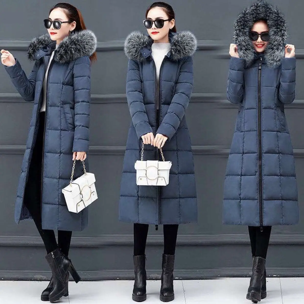 Большие шерстяные пальто с воротником и длинным коленом утолщенная теплая