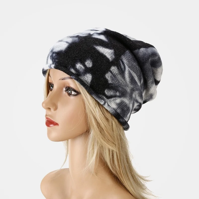 

Geebro Casual Cotton Ribbed Tie Dye Beanies Hats And Caps For Women Men Autumn Winter Slouch Hats Ladies
