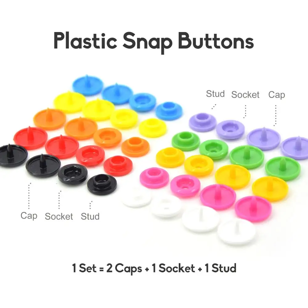 

30Sets Glossy Plastic Snap Fasteners Press Studs Snaps Buttons for Clothes DIY Craft Sewing Supplies