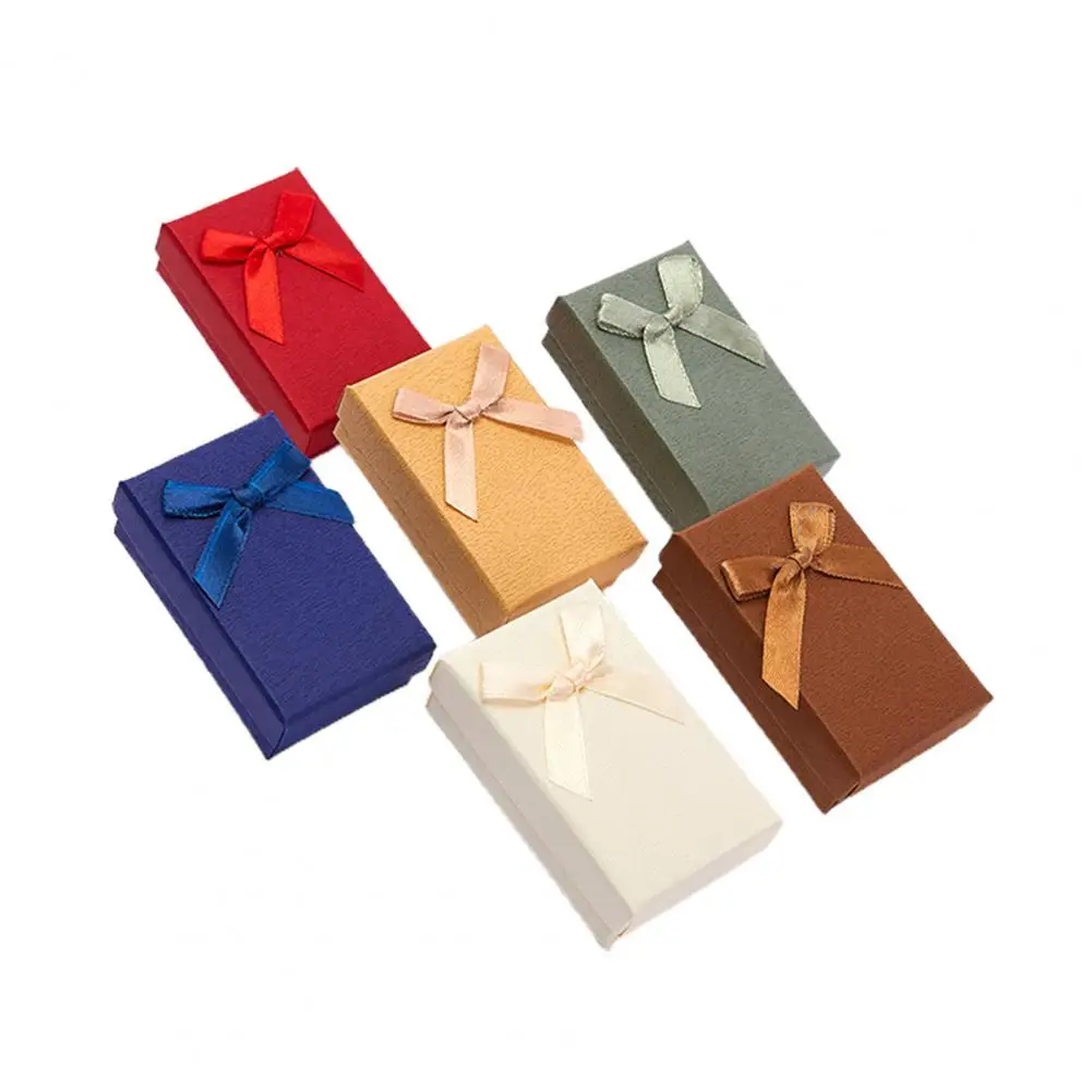 

6Pcs Jewelry Box Exquisite Valentine Gift Paper Ribbon Bow Jewelry Gift Box for Women