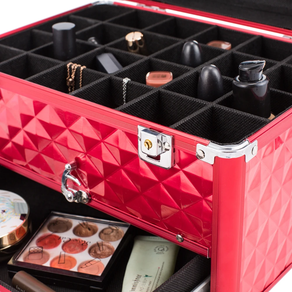 Розовый Портативный ящик для макияжа косметических помад и полированный ноготь