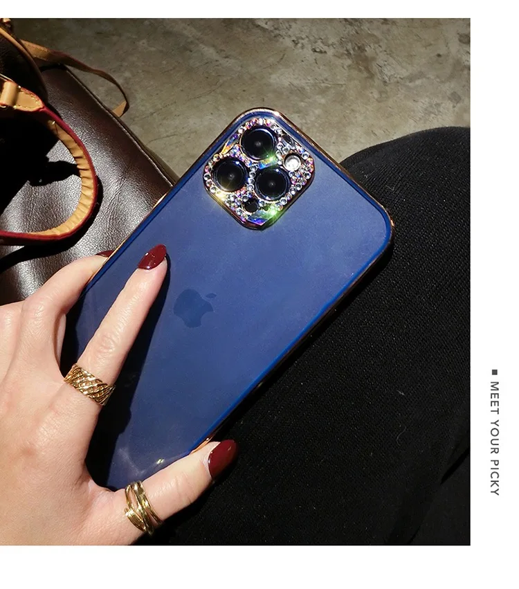 

For Apple 12 11 Pro Max Phone Shell Luxury Studded iPhone 7 8 All-inclusive Anti-Fall Transparent Female High-end Creative Case