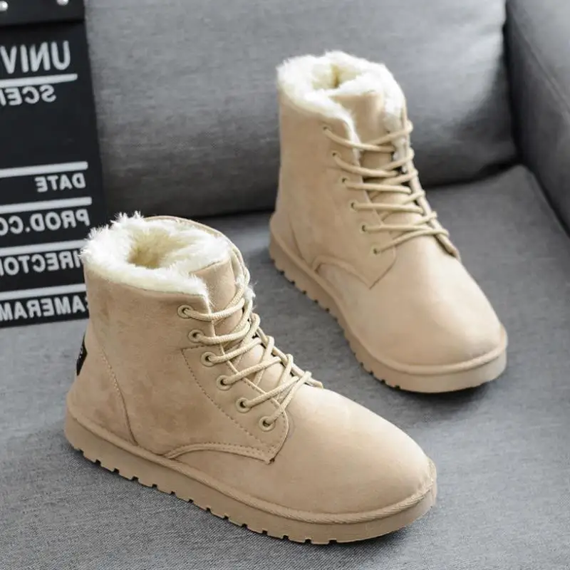

Winter Boots Fashion Lining Plus Velvet Warm Ankle Boots Women Shoes High Quality Flat Bottom Casual Snow Boot Botas De Mujer