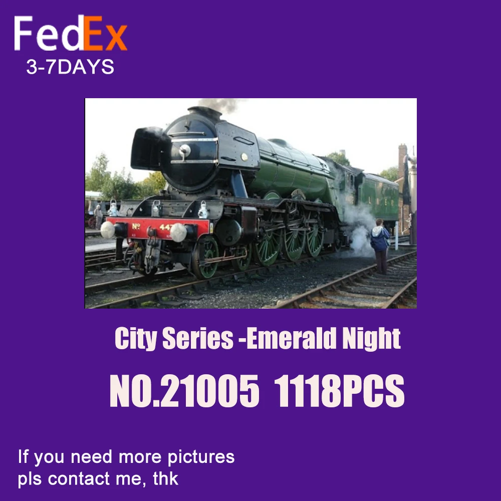 

IN Stock Technic City Series Emerald Night Cargo Train Model 21005 Building Block Bricks Engineering Vehicle Children Toys Gifts