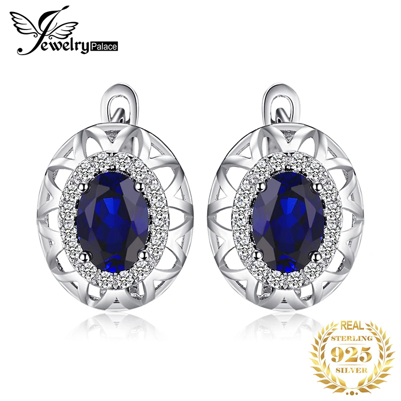 Jewelrypalace уникальный Дизайн 2.4ct синий создан сапфиры клип на Серьги реальные 925