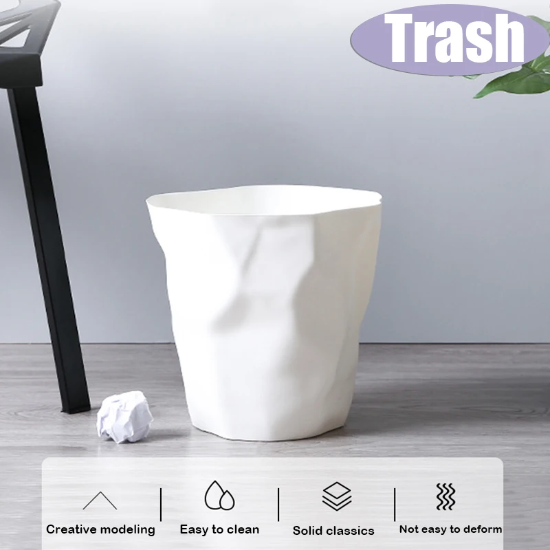 

Trash Can Nordic Minimalist Style Bathroom Trash Bin Non-Slip Anti-Fall Wear-Resistant Bedroom Kitchen Supply FA